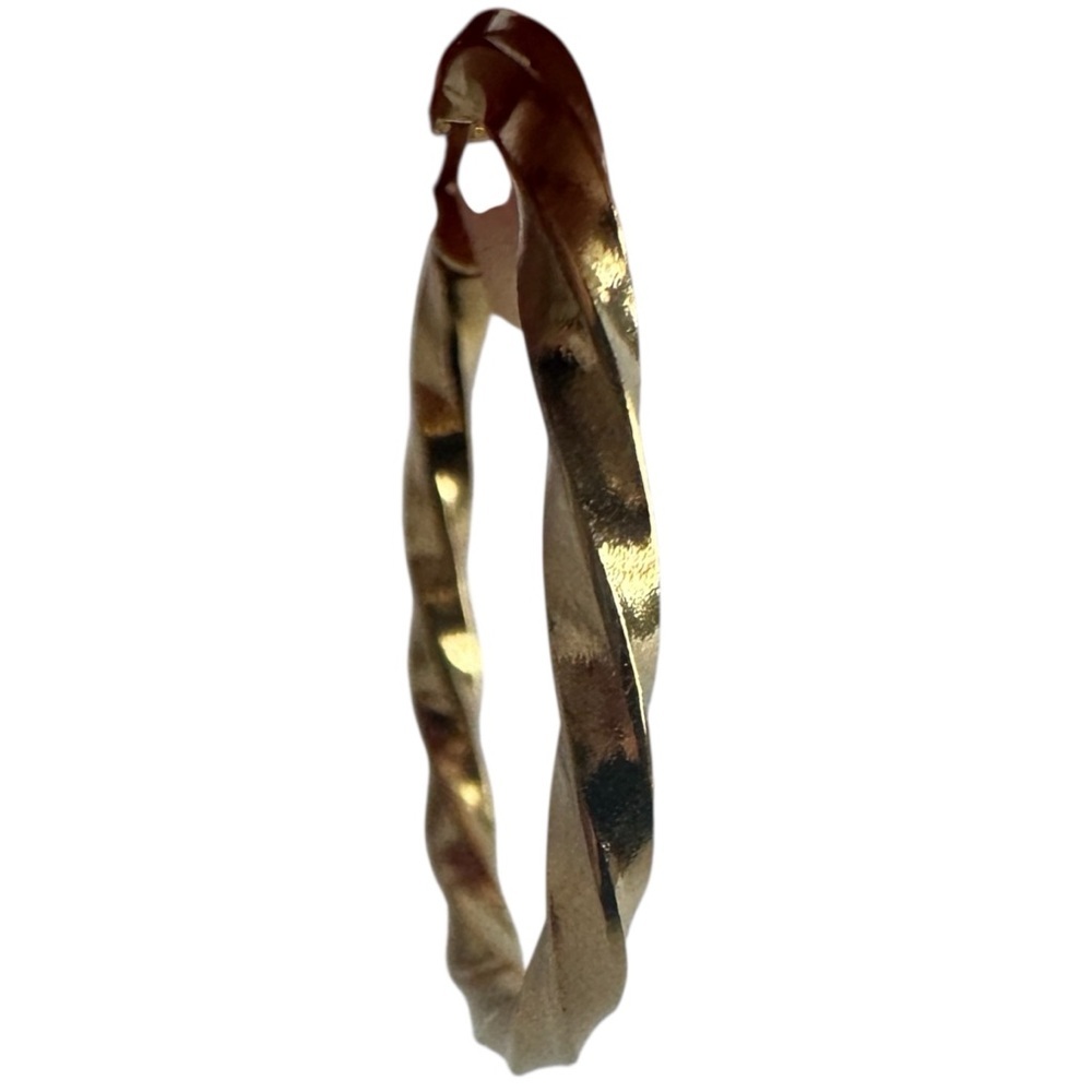 Gold Stainless Steel Braided Hoop Earrings - 1" - Picture 4 of 4